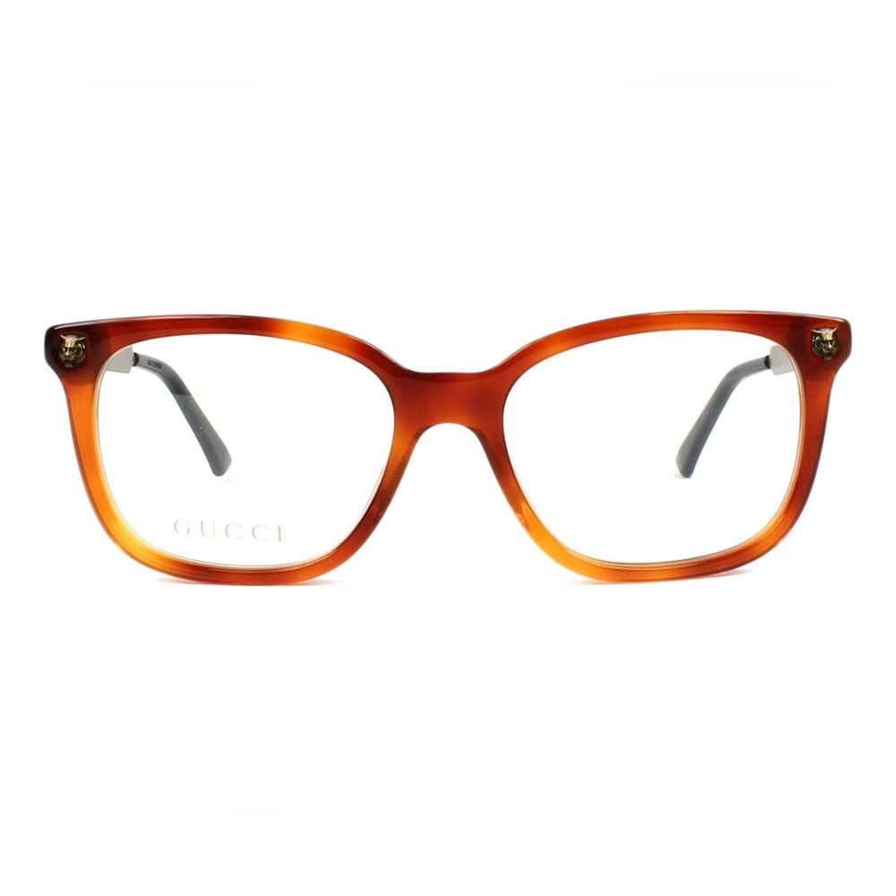 Gucci Marble Tortoise Shell Havana Print Brass Eyeglasses Eye Glasses GG0218O - Picture 3 of 13